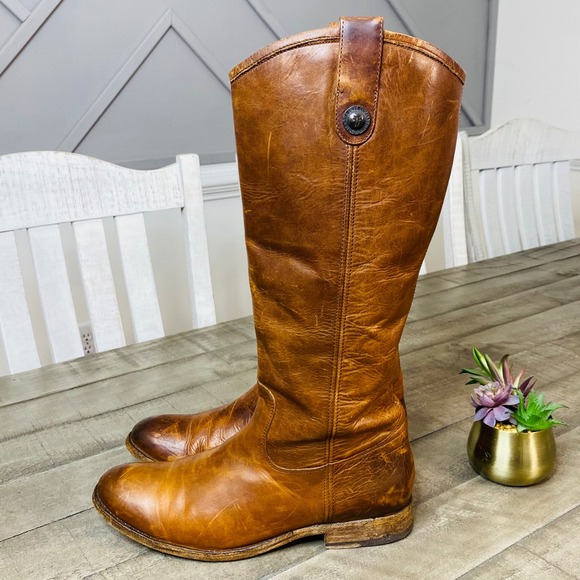 FRYE Melissa Button Cognac Boots Women's Size 9B - Picture 3 of 12